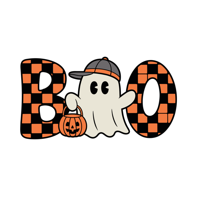 RTS HALLOWEEN BOO BOYS CHECKERED DTF DIRECT TO FILM TRANSFER KIDS A16