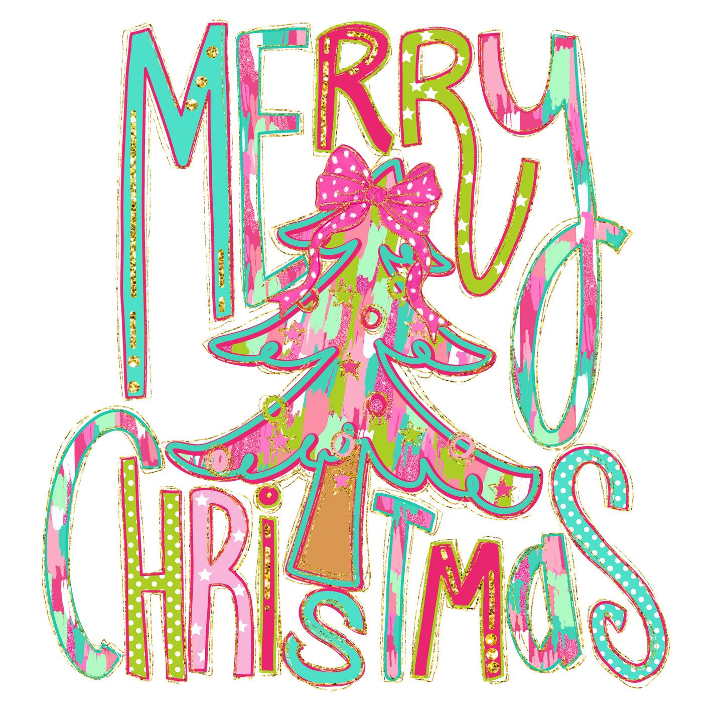 RTS WHIMSICAL MERRY CHRISTMAS TREE DTF DIRECT TO FILM TRANSFER ADULT A31