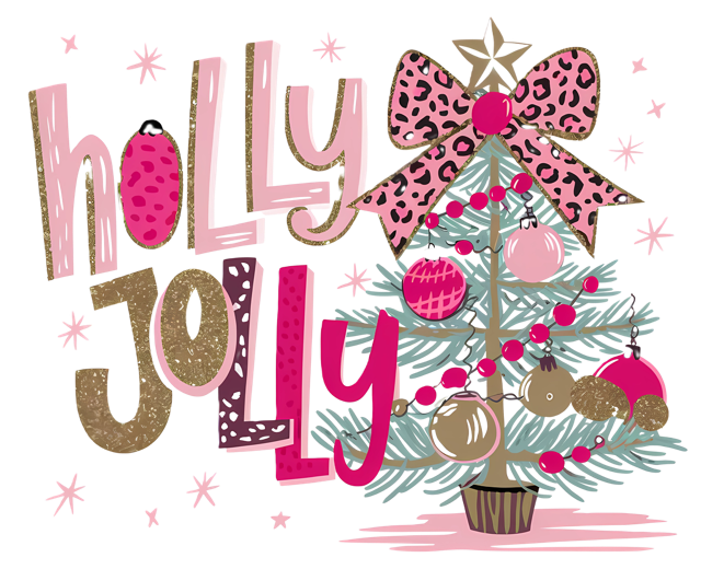 RTS HOLLY JOLLY LEOPARD BOW TREE DTF DIRECT TO FILM TRANSFER ADULT A18