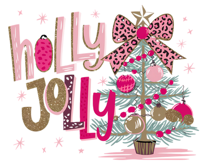 RTS HOLLY JOLLY LEOPARD BOW TREE DTF DIRECT TO FILM TRANSFER ADULT A18