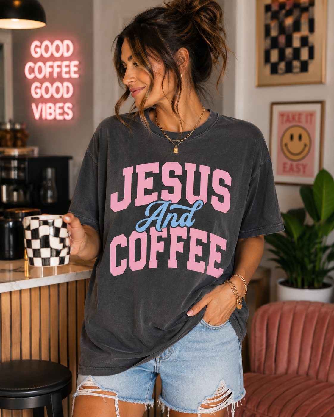 Jesus and Coffee| Adult DTF Transfer | Ready to Press