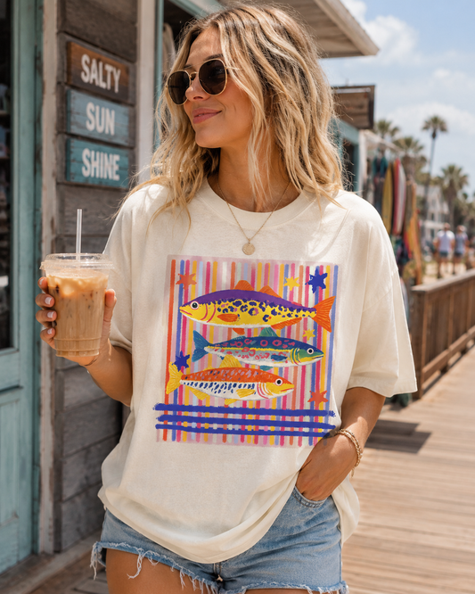 Color Splash Fish Trio | Adult DTF Transfer | Ready to Press