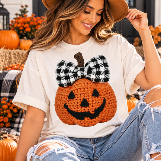 Buffalo Plaid Pumpkin Bow | Adult DTF Transfer | Ready to Press
