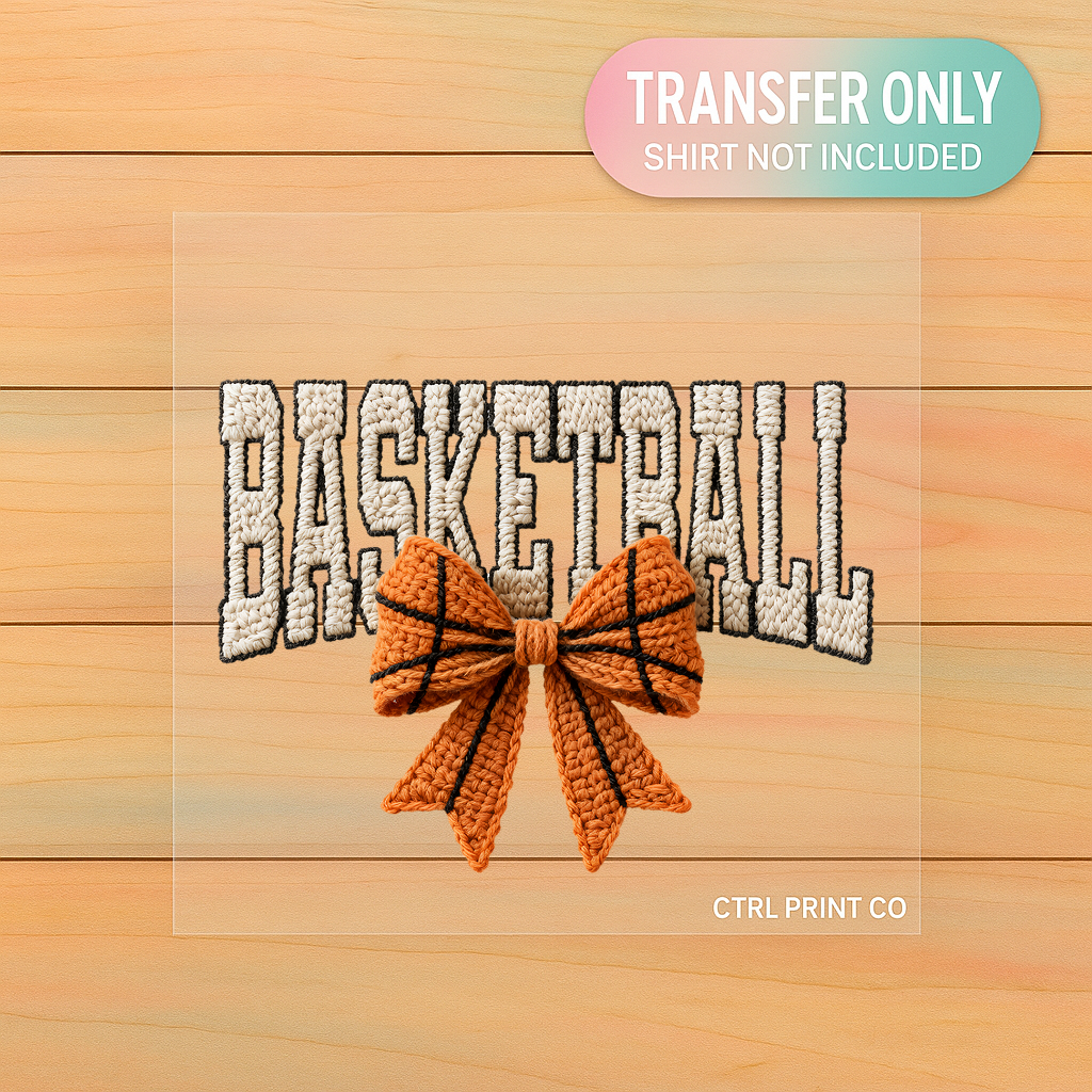 Faux Knit Basketball Bow| DTF Transfer | Ready to Press