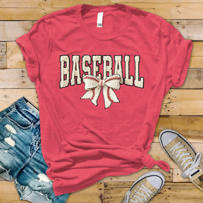 Baseball Faux Knit Bow | DTF Transfer | Ready to Press