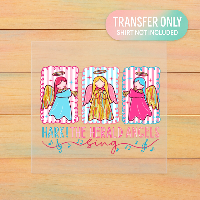 Hark! The Herald Angels Sing – Christmas DTF Transfer | Bright Pastel Holiday Ready to Press