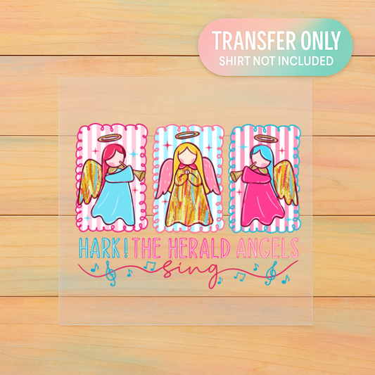 Hark! The Herald Angels Sing – Christmas DTF Transfer | Bright Pastel Holiday Ready to Press