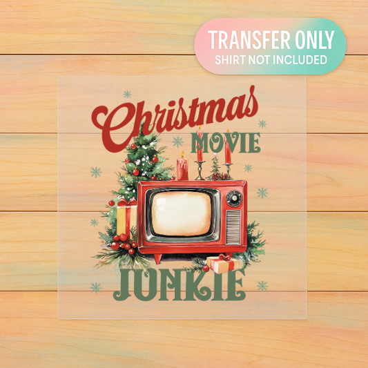 Christmas Movie Junkie DTF Transfer | Retro Holiday TV Design