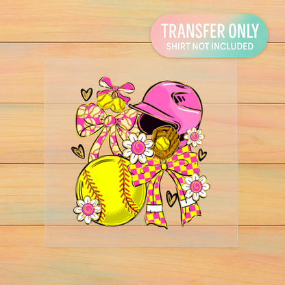 Softball Bows & Blossoms | Adult DTF Transfer | Ready to Press
