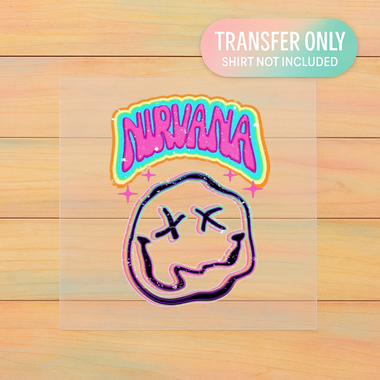 Retro Neon Vibes DTF Transfer | Smiley Face Graphic | 90s Grunge Aesthetic Print
