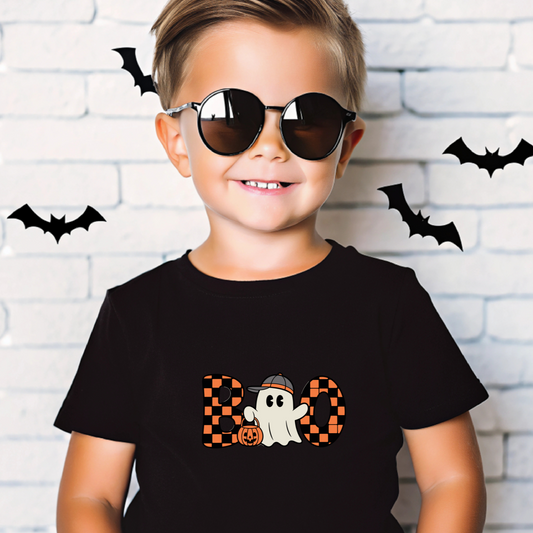 RTS HALLOWEEN BOO BOYS CHECKERED DTF DIRECT TO FILM TRANSFER KIDS A16