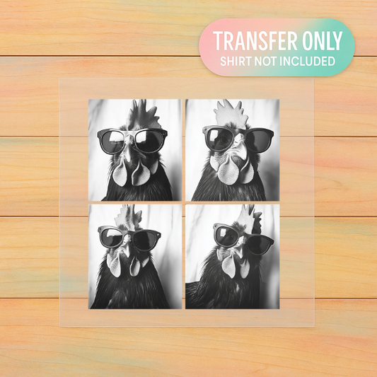 Cool Cluckin’ Crew DTF Transfer | Funny Rooster Print | Farmhouse Country Humor