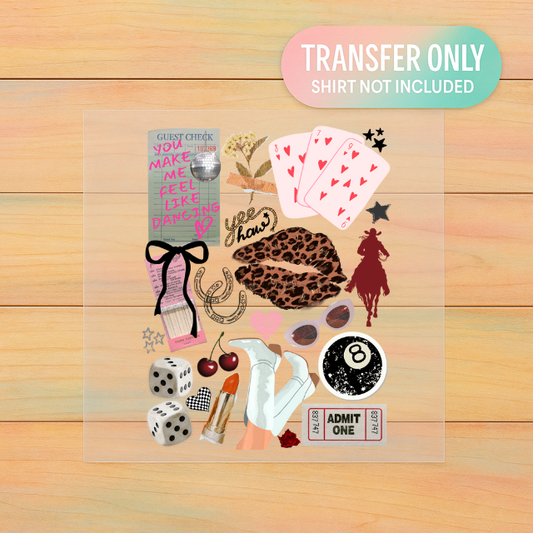 Retro Cowgirl Collage DTF Transfer | Western Disco Boot & Cherries Design | Y’allternative Aesthetic Print