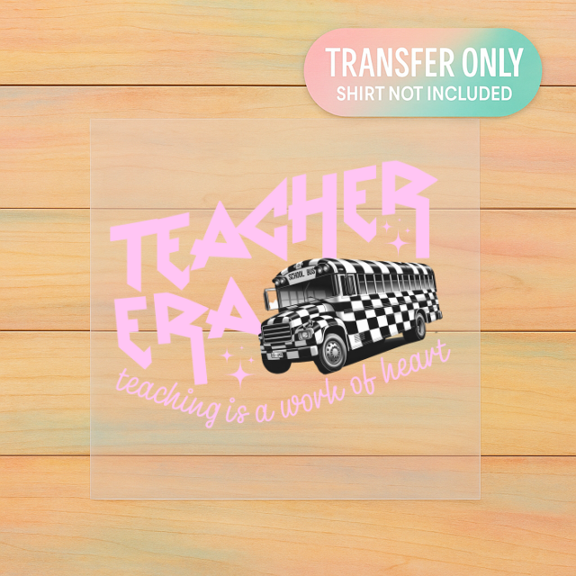 Teacher Era | Retro Checkered Bus DTF Transfer | Ready to Press