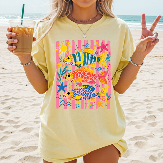 Color Splash Tropical Fish | Adult DTF Transfer | Ready to Press