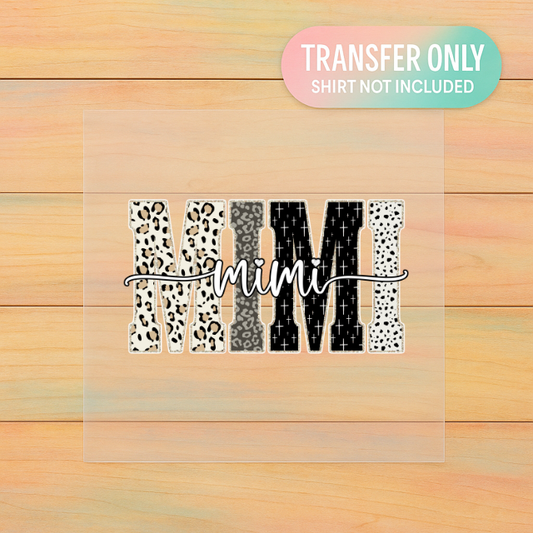 Mimi DTF Transfer | Leopard & Neutral Print Mimi Shirt Design | Trendy Grandma Transfer