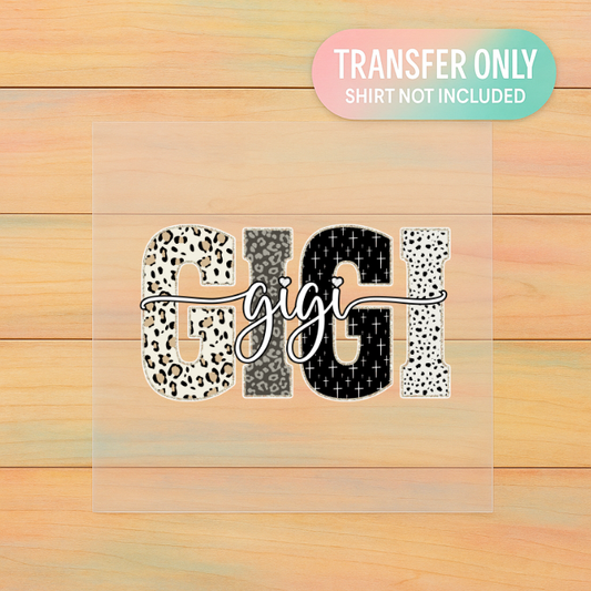 Gigi DTF Transfer | Neutral Animal Print Gigi Shirt Design | Trendy DTF Print