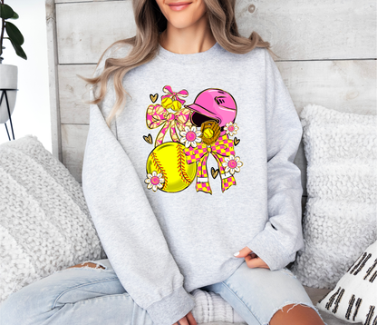 Softball Bows & Blossoms | Adult DTF Transfer | Ready to Press