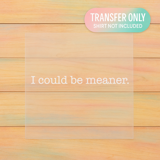 I Could Be Meaner DTF Transfer | Minimalist Funny Shirt Print | Sarcastic Quote Design