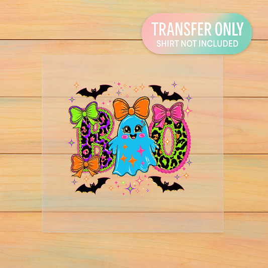 Neon Boo | Youth DTF Transfer | Bright Halloween Ghost Design