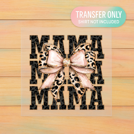 Leopard Bow MAMA DTF Transfer |Animal Print