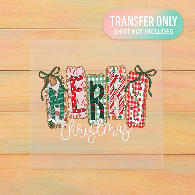 Merry Christmas DTF Transfer | Gingerbread Tag Design | Retro Holiday Print