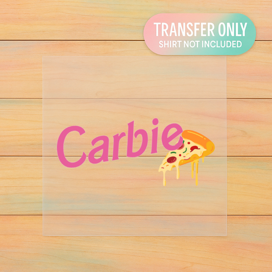 Carbie DTF Transfer – Funny Fitness Inspired Shirt Design (Adult Size)