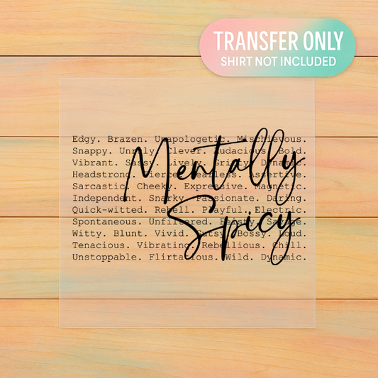 Mentally Spicy DTF Transfer | Typographic Attitude Print | Edgy Funny Quote