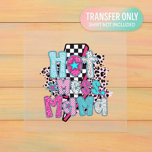 Hot Mess Mama Checkered – Adult DTF Transfer | Ready to Press Heat Transfer