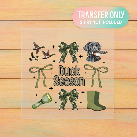 Duck Season DTF Transfer | Camo Bow Girly Aesthetic Print