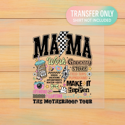 Motherhood Tour DTF Transfer – Adult Size Concert Style Mama Design | Ready to Press