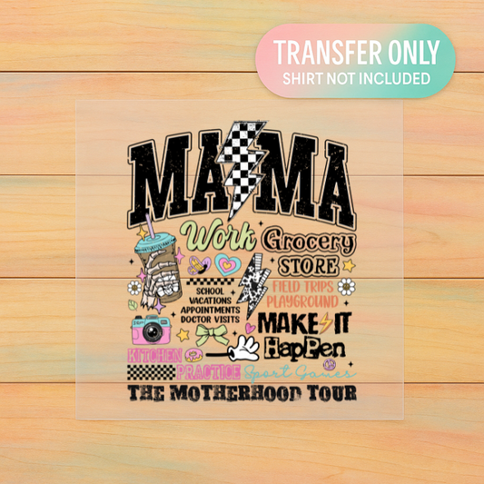 Motherhood Tour DTF Transfer – Adult Size Concert Style Mama Design | Ready to Press