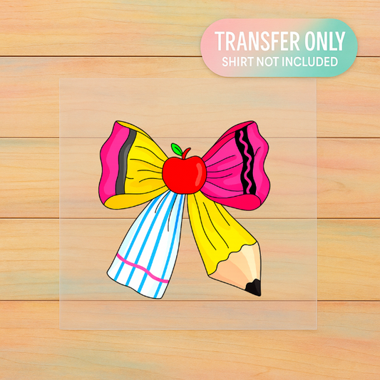 Back to School Bow | Adult DTF Transfer | Ready to Press