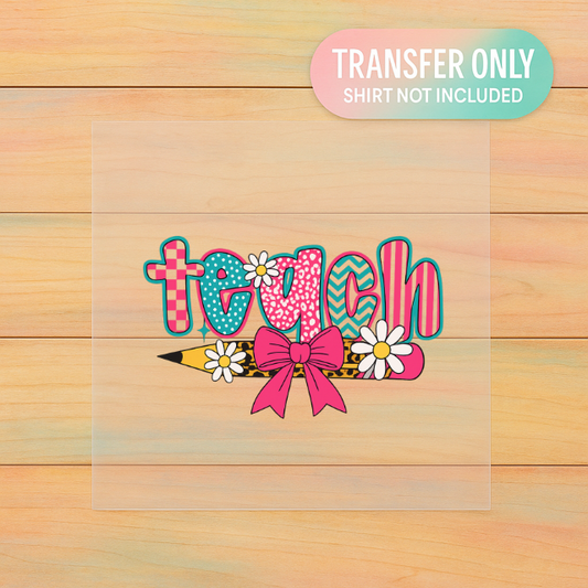 Groovy Teach Pencil | Adult DTF Transfer | Ready to Press