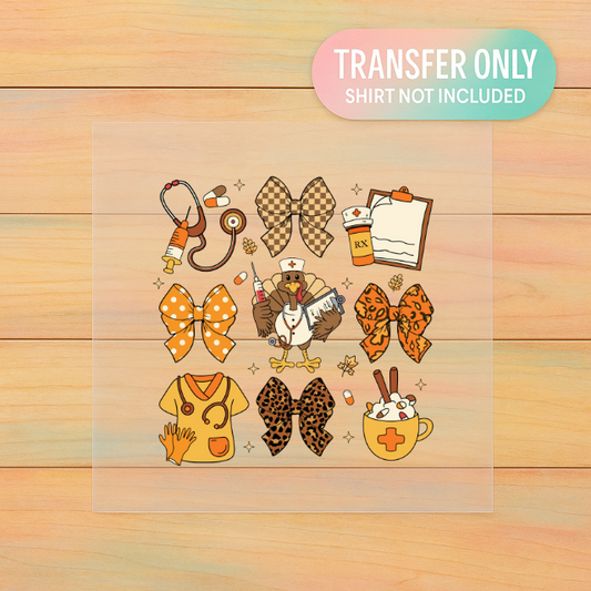 Nurse Fall Bow | Adult DTF Transfer | Ready to Press
