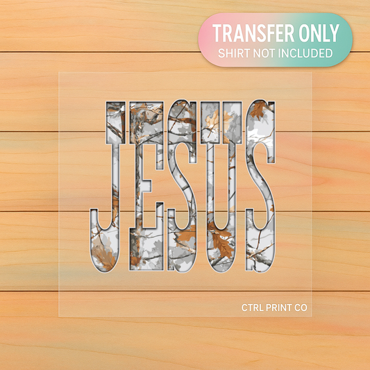 Jesus Camo Text | Faith DTF Transfer | Ready to Press