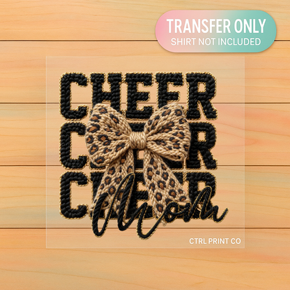 Cheer Cheer Cheer Mama | Leopard Bow DTF Transfer | Ready to Press