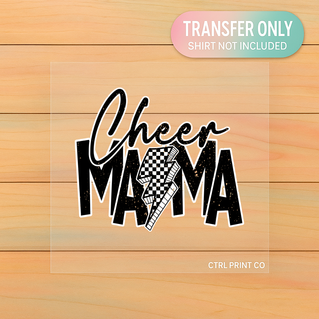 Cheer Mama DTF Transfer | Lightning Bolt Cheer Mom | Ready to Press