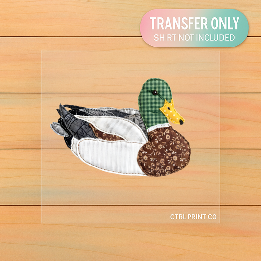 Patchwork Mallard Duck | Adult DTF Transfer | Ready to Press