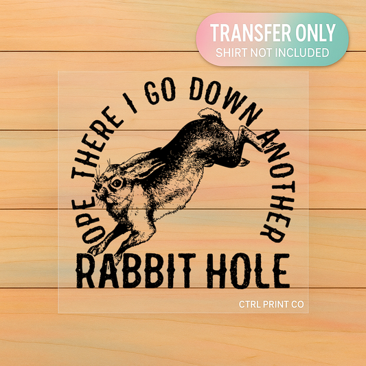 There I Go Down Another Rabbit Hole | Adult DTF Transfer | Ready to Press