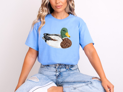 Patchwork Mallard Duck | Adult DTF Transfer | Ready to Press
