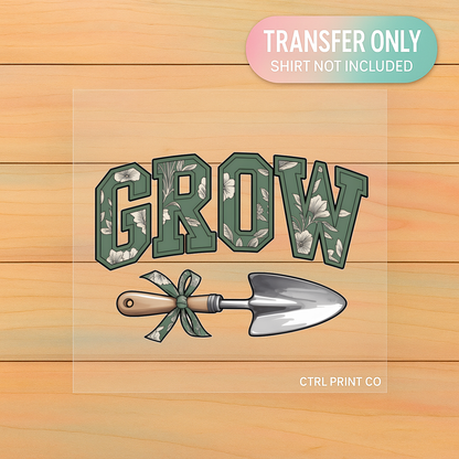 Floral Grow Garden Spade | Adult DTF Transfer | Ready to Press