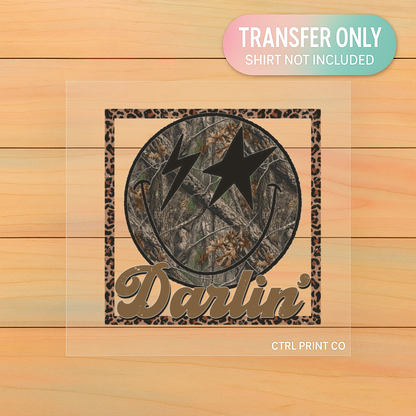 Camo Smiley Darlin’ Leopard | Adult DTF Transfer | Ready to Press