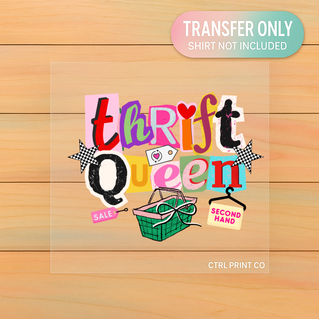 Thrift Queen Collage Graphic | Adult DTF Transfer | Ready to Press