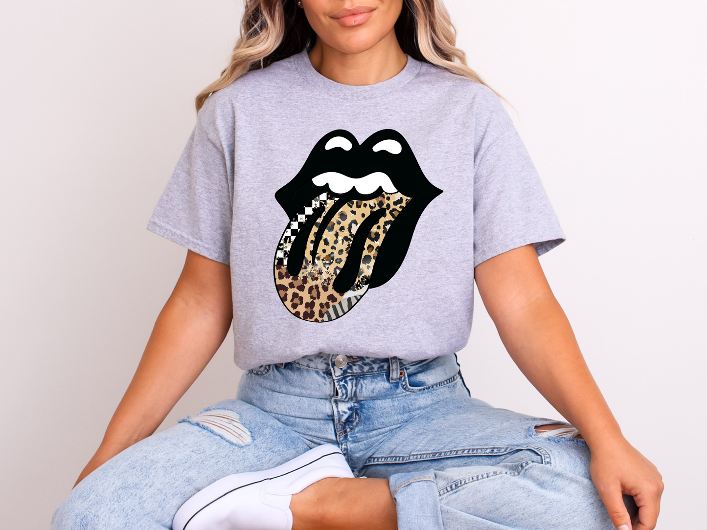 Leopard Rock Tongue Graphic | Adult DTF Transfer | Ready to Press
