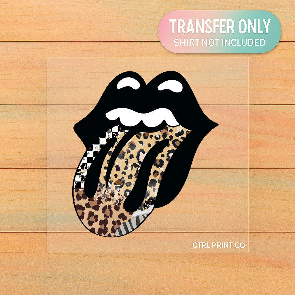 Leopard Rock Tongue Graphic | Adult DTF Transfer | Ready to Press