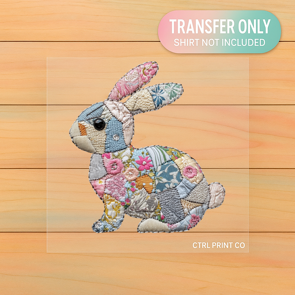 Patchwork Bunny | Adult DTF Transfer | Ready to Press