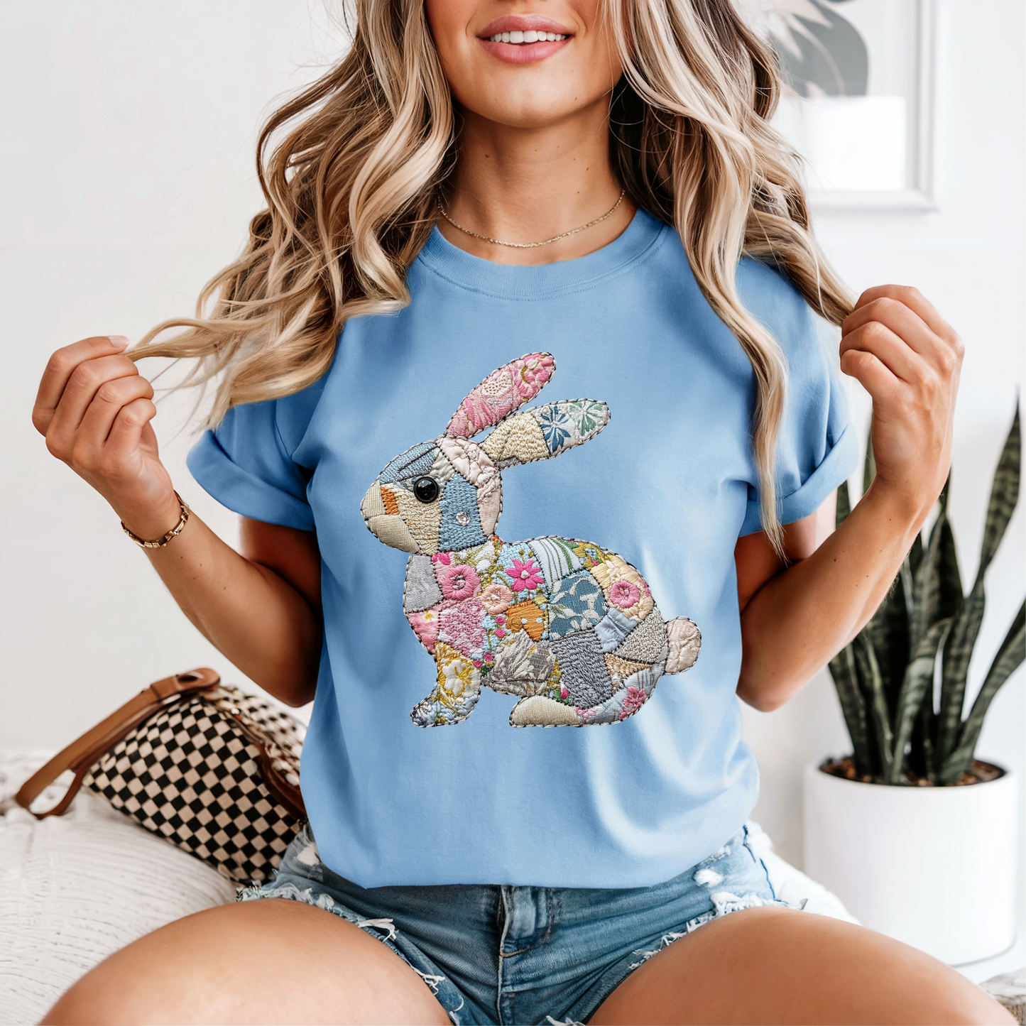 Patchwork Bunny | Adult DTF Transfer | Ready to Press