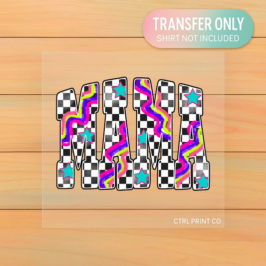 Retro Checkerboard Mama | Adult DTF Transfer | Ready to Press