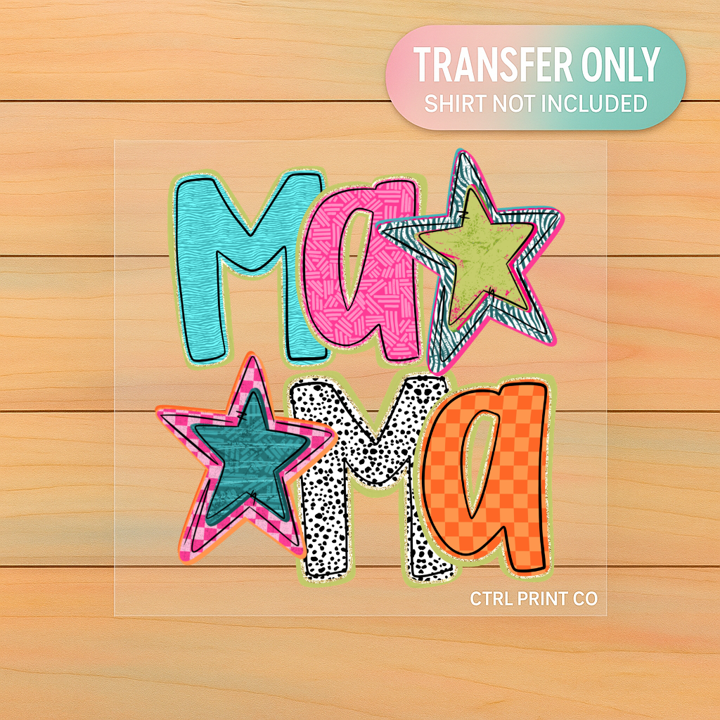 Patchwork Star Mama | Adult DTF Transfer | Ready to Press